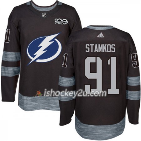 Mænd NHL Tampa Bay Lightning Trøje Steven Stamkos 91 1917-2017 100th Anniversary Adidas Sort Authentic